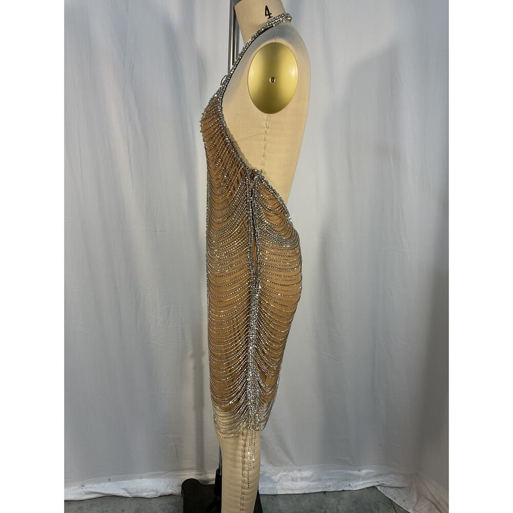 Retrofete “Irina” Silver and Nude Backless Dress - Picture 3 of 6